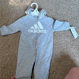 Adidas Kids Gray Hooded Footie